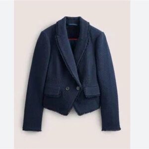 Boden Womens Cropped York Blazer
UK 10 US 6 Navy Blue Textured NWOT